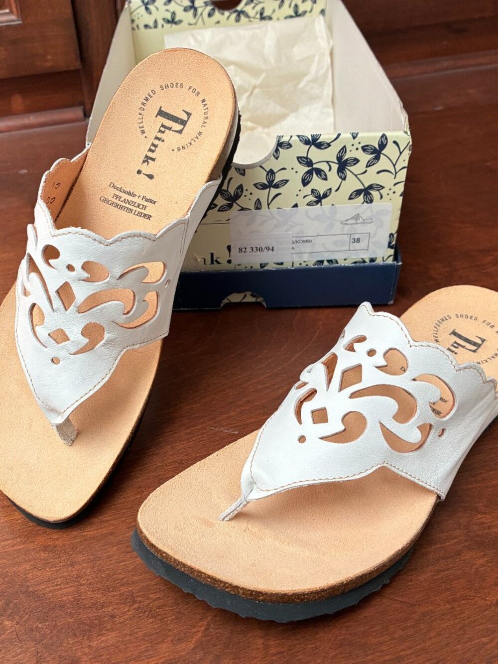 Think! Sandals, White Brand NIB, Old Stock,  Size 38